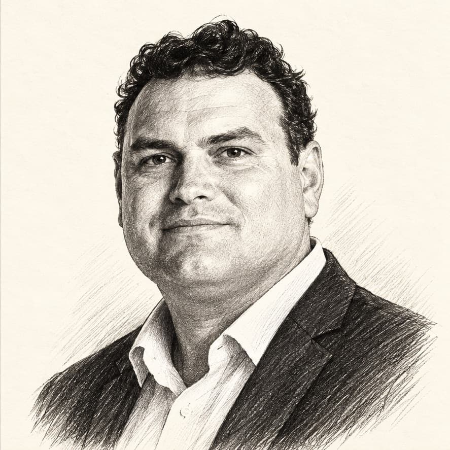 Illustrated portrait of Dave Murray
